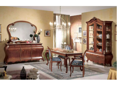 Grand ensemble de salle à manger Ensemble de meubles luxueux Table à manger 4 chaises Commode Miroir 8 pièces